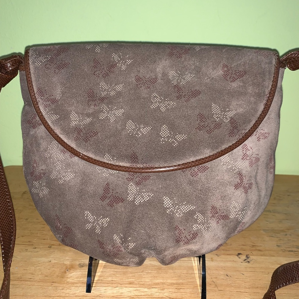 Bottega Veneta vtg butterfly print suede purse